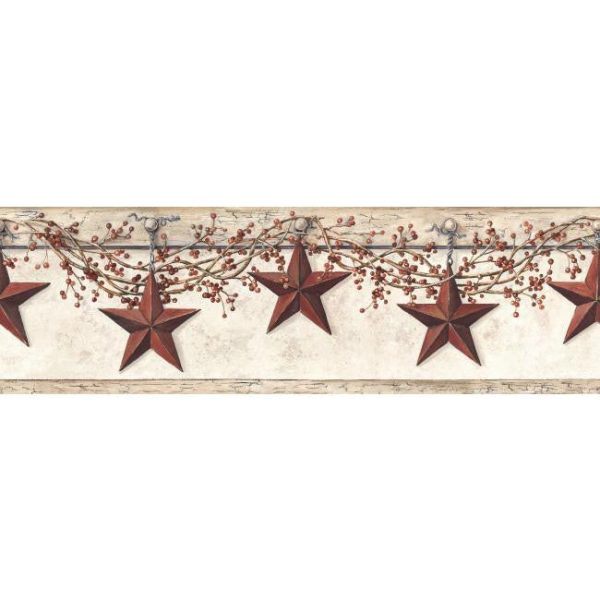 York Wallpaper HK4664BD Folk Heart II Hanging Star Border Online Hot Sale