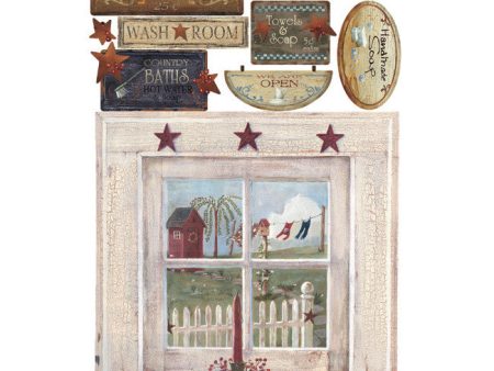 York Wallpaper RMK2147SLM Welcome Home Outhouse Window And Signs Wall Decals Wall Applique Discount