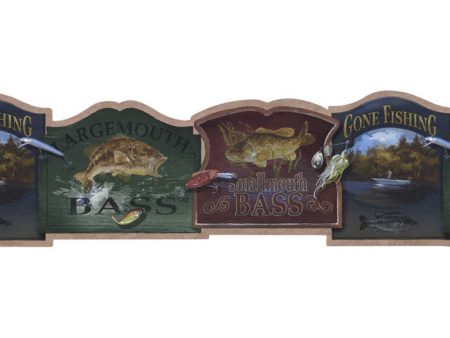 York Wallpaper NM6811B Border Portfolio II Bass Fishing Signs Border Fashion