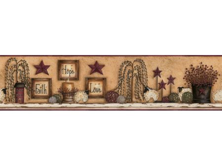 York Wallpaper CN1136BD Border Portfolio II Faith, Hope, Love Shelf Border Fashion