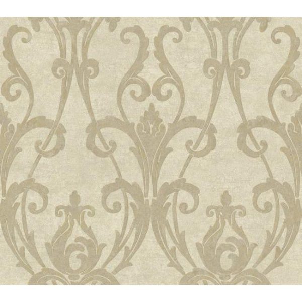 York TG1905 Beige Book Ogee Damask Wallpaper For Cheap