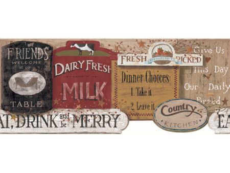 York Wallpaper YC3400BD Welcome Home Country Kitchen Sign Border For Cheap