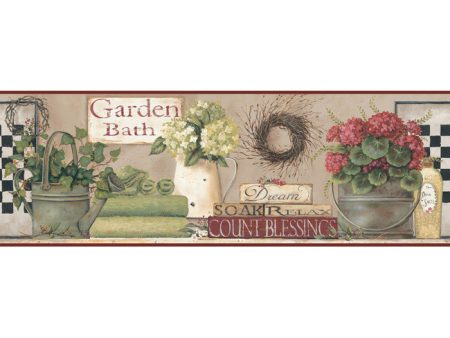 York Wallpaper BG1600BD Border Portfolio II Garden Bath Border For Cheap