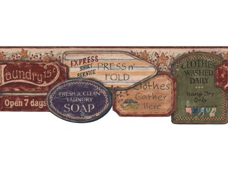 York Wallpaper YC3403BD Welcome Home Laundry Signs Border Supply