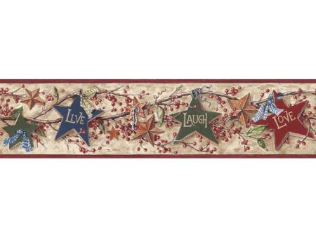 York Wallpaper RF3521BD Folk Heart II Star Berry Border Hot on Sale