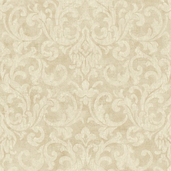 York RE9075 Vintage Patina Vintage Damask Wallpaper For Sale