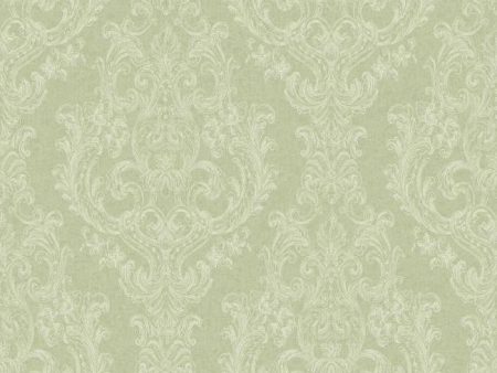 York PS3880 Green Book Detailed Damask Wallpaper Online