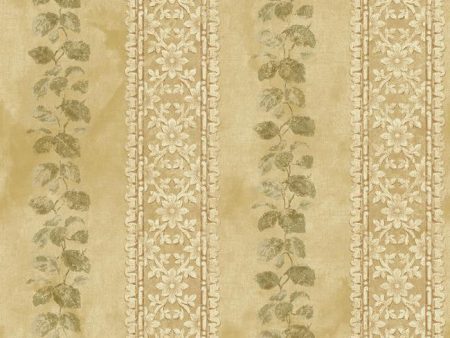 York NV6093 Baton Rouge Ornamental Leaf Trellis Stripe Wallpaper For Sale