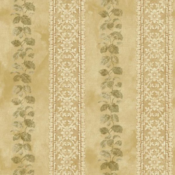 York NV6093 Baton Rouge Ornamental Leaf Trellis Stripe Wallpaper For Sale