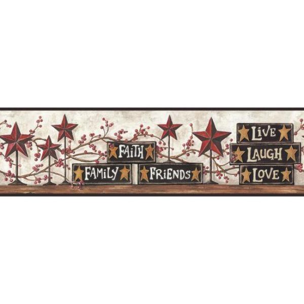 York Wallpaper CB5503BD Hearts & Crafts III Stars & Blocks on Shelf Border Online now