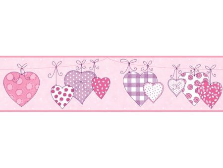 York Wallpaper YS9159BD Peek-A-Boo Clothesline Of Patterned Hearts Border Sale