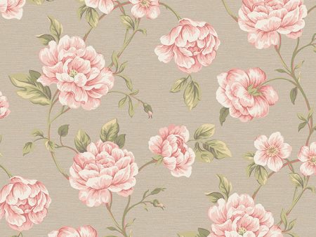 York RE9030 Vintage Patina Peony Vine Wallpaper Supply