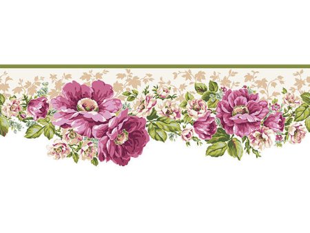 York Wallpaper AK7408B Ashford House Blooms Victorian Garden Border For Sale