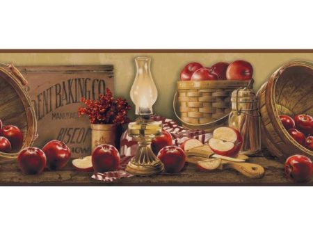 York Wallpaper KE4914BD Folk Heart II Apple Basket Border Hot on Sale