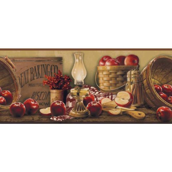 York Wallpaper KE4914BD Folk Heart II Apple Basket Border Hot on Sale