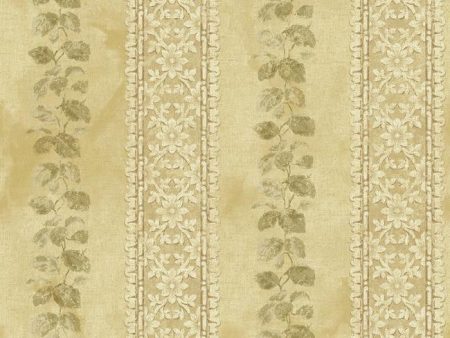 York NV6096 Baton Rouge Ornamental Leaf Trellis Stripe Wallpaper Cheap