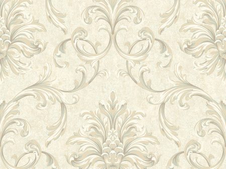 York RE9092 Vintage Patina Ornate Scroll Damask Wallpaper For Cheap