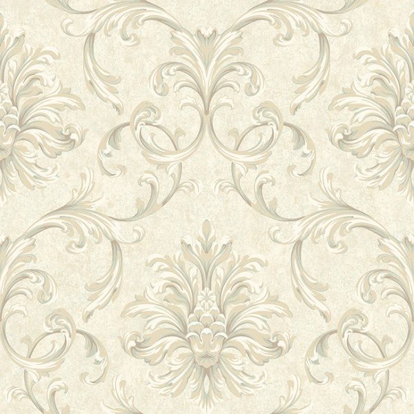 York RE9092 Vintage Patina Ornate Scroll Damask Wallpaper For Cheap