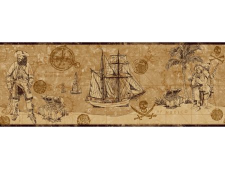 York Wallpaper ZB3103B Boys Will Be Boys Pirate Map Border For Sale