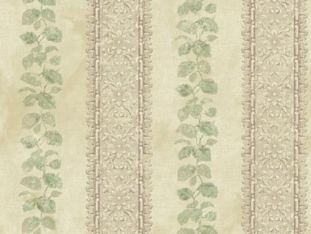 York NV6095 Baton Rouge Ornamental Leaf Trellis Stripe Wallpaper Cheap