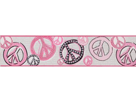 York Wallpaper JE3511B Border Portfolio II Girl Peace Sign Border Fashion