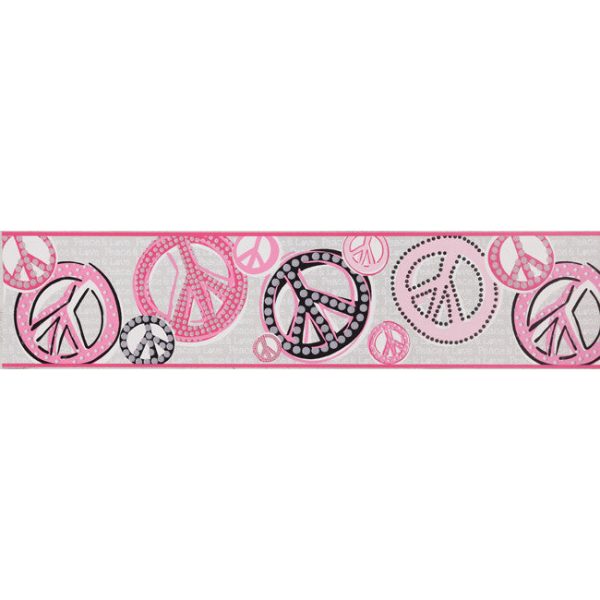 York Wallpaper JE3511B Border Portfolio II Girl Peace Sign Border Fashion