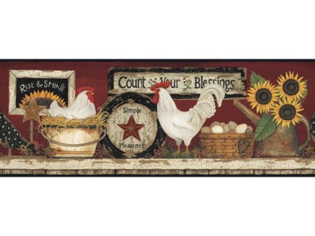 York Wallpaper CB5538BD Border Portfolio II Hen and Rooster Border For Discount