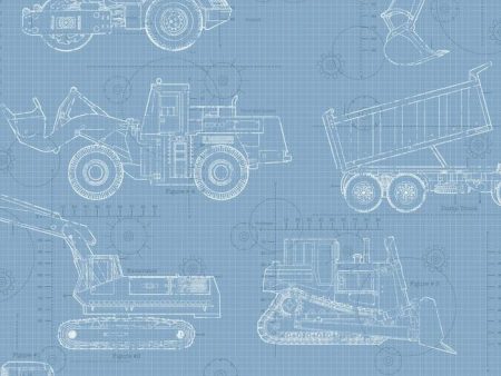 York KS2352 Cool Kids Construction Blueprint Wallpaper Discount