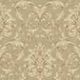 York RE9091 Vintage Patina Ornate Scroll Damask Wallpaper Discount