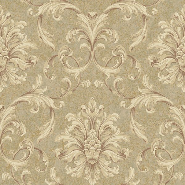 York RE9091 Vintage Patina Ornate Scroll Damask Wallpaper Discount