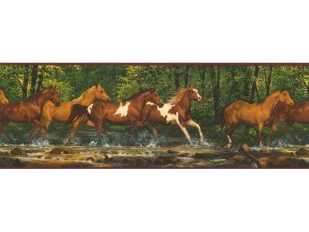 York Wallpaper WL5506B Border Portfolio II Running Horses Border Hot on Sale