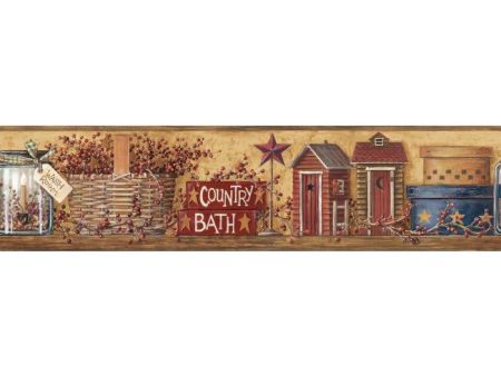 York Wallpaper HK4650BD Folk Heart II Country Bath Border Online Sale