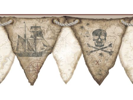 York Wallpaper KS2331BD Cool Kids Pirates Pennant Border Online Sale