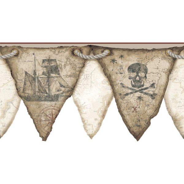 York Wallpaper KS2331BD Cool Kids Pirates Pennant Border Online Sale