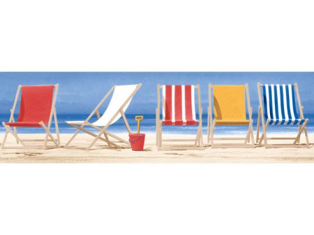 York Wallpaper BG1665BD Border Portfolio II Beach Chairs Border For Cheap