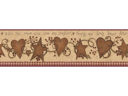 York Wallpaper YC3332BD Welcome Home Love & Laughter Tin Star Border on Sale